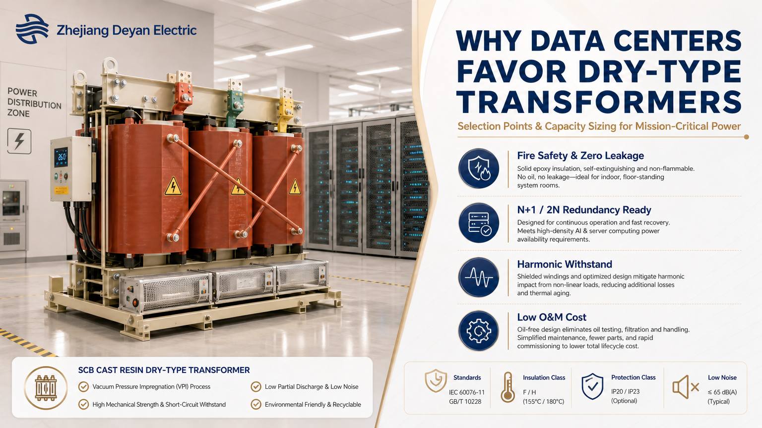 Hvorfor datasentre favoriserer tørrtransformatorer?